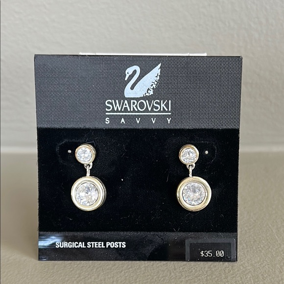 Swarovski Jewelry - Swarovski  Silver Drop Earrings with Crystal Accents